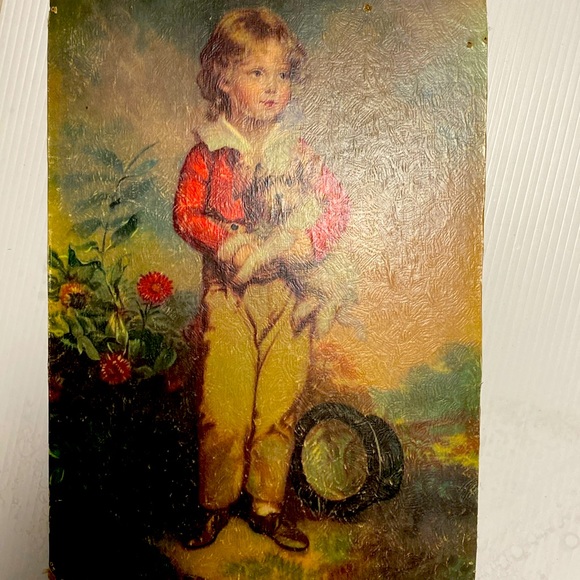 Master Simpson, canvas of little French boy holding dog. - Picture 1 of 1